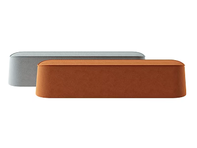 Modern Upholstered Sofa Stools in Gray and Orange for Living Room Decor 3d model