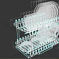 Two Tiered Black Dish Rack With White Plates And Mugs For Kitchen Organization