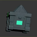 Modern Blue Household Storage Box With Green Glowing Accents And Sleek Design