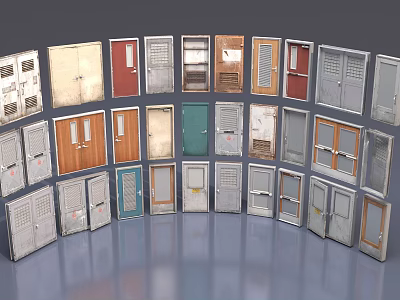 Retro Single Door Double Door 3d model