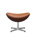 Brown Leather Modern Stool With Sleek Metal Base And Comfortable Design 3d model