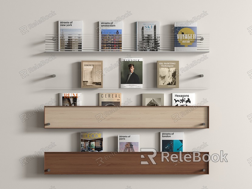 modern bookshelf book book decorations wall-mounted model