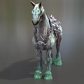 Mythical Skeleton Horse With Ornate Saddle Green Hooves And Red Accents