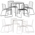 Stylish Black And White Outdoor Table With Metal Slatted Chairs For Patio Decor