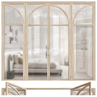 Nordic Double Door Glass Double Door 3d model