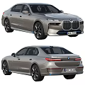 Silver BMW Sedan Front And Rear View Design 3d model