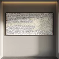 Text Based Diptych Painting With Yellow Elements In Minimalist Interior 3d model