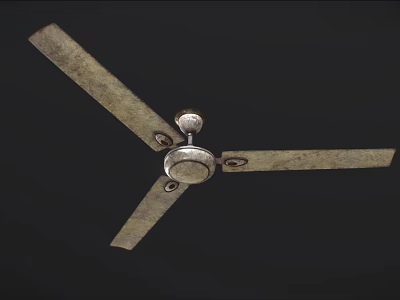 Ceiling Fan With Three Metal Blades Modern Design For Home Cooling 3d model