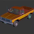 Red And Yellow Chevrolet Pickup Truck Model On Black Reflective Surface