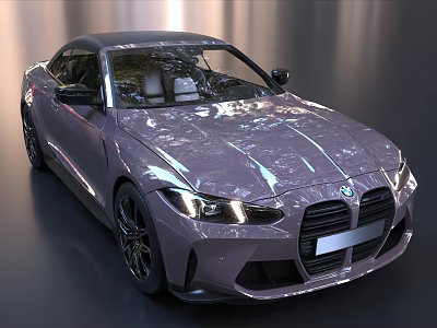 Purple BMW Convertible Car With Sporty Exterior Design Front Grille And LED Headlights 3d model