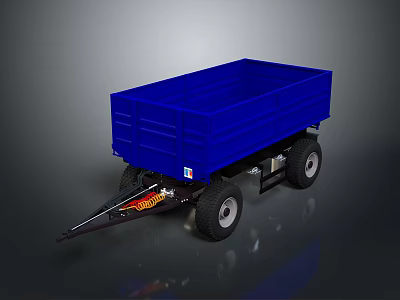 Blue Automotive Trailer Body Parts With Heavy Duty Wheels And Durable Design 3d model