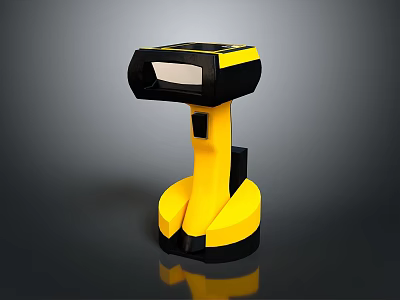 Handheld Scanner Device With Yellow And Black Design And Charging Stand 3d model
