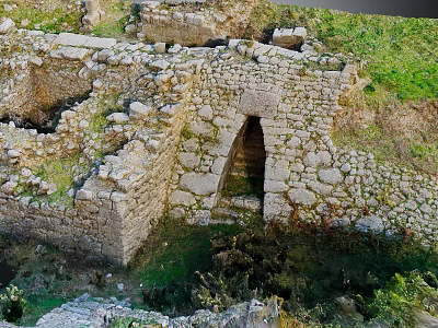 Ancient Stone Ruins Scenic Landscape Featuring Archway And Lush Green Grass 3d model