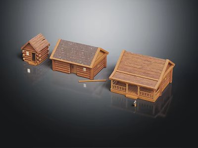 Modern wooden house cartoon wooden house cartoon house cartoon small house 3d model