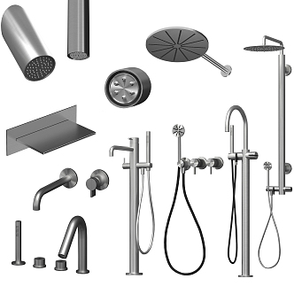 Modern shower faucet shower combination 3d model