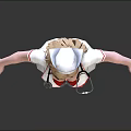 Nurse 3D Model Front Back View White Uniform Red Details High Heels Blonde Hair