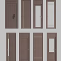Various Wooden Hinged Doors Showcasing Different Styles Such As Glass Inserts And Solid Wood Designs 3d model