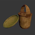 Handmade Bamboo Woven Storage Basket With Lid And Handle For Daily Use