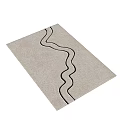 Stylish Square Rug With Beige Background And Black Wavy Lines Design