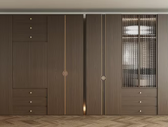 New Chinese Style Wardrobe Master Bedroom Wardrobe Bedroom Wardrobe 3d model