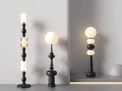 Modern Floor Lamps With Artistic Black White Spherical Design For Interior Decor 3d model