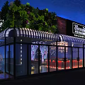 Modern Bar Interior Design With Colorful Lighting Tree Shaped Decorations Counter And Seating