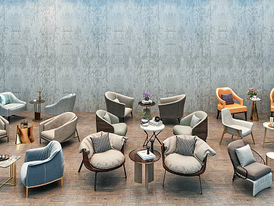 Casual Sofa Set With Multiple Colors Matching Side Tables And Decor Vases On Wooden Floor 3d model