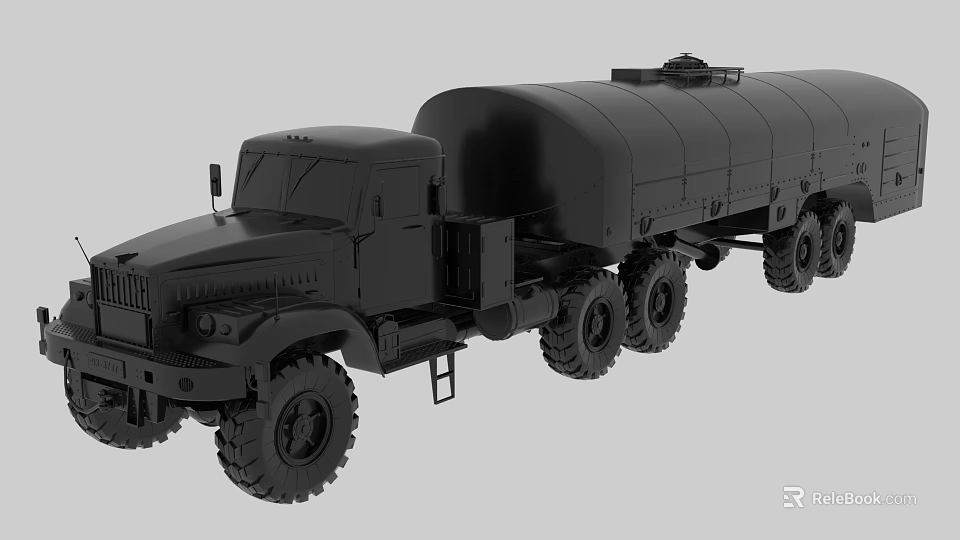 Large Black Functional Tanker Truck With Multi Wheel Design And Storage Tank 3d model 