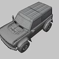 Rugged Off Road Vehicle with Black Roof Yellow Headlights Large Tires and UK License Plate
