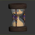 Wooden Hourglass Decorative Furniture With Glass Center And Colorful Bead Accents On Sides