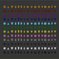 Colorful Square Shaped Gems Arranged In Gradient Pattern On Dark Surface 3d model
