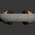 Over Ear Headphones With Gray And Orange Design And Wired Audio Features