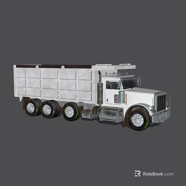 White Heavy Duty Dump Truck With Multi Wheel Design For Cargo Transport 3d model 
