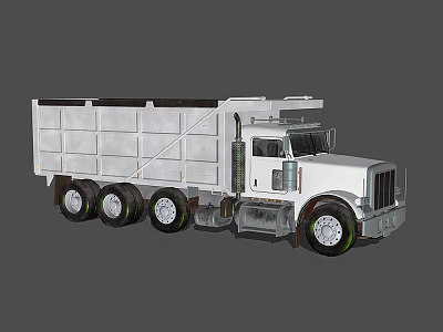 White Heavy Duty Dump Truck With Multi Wheel Design For Cargo Transport 3d model