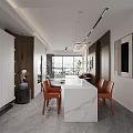 Modern Living Dining Room with Soft Sofa Round Coffee Table Large Windows and Decorative Painting