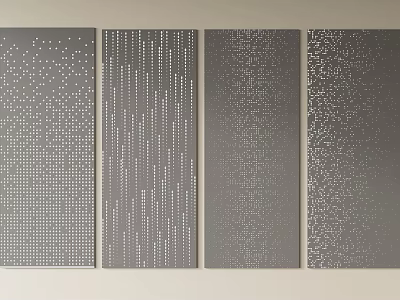 Gray Decorative Wall Panels With Various Dot And Line Patterns Design 3d model