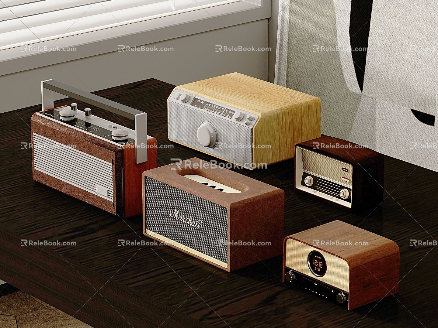 Small stereo nostalgic retro radio recorder 3d model