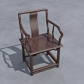 Traditional Wooden Leisure Chair With Solid Wood Armrest And Polished Brown Finish