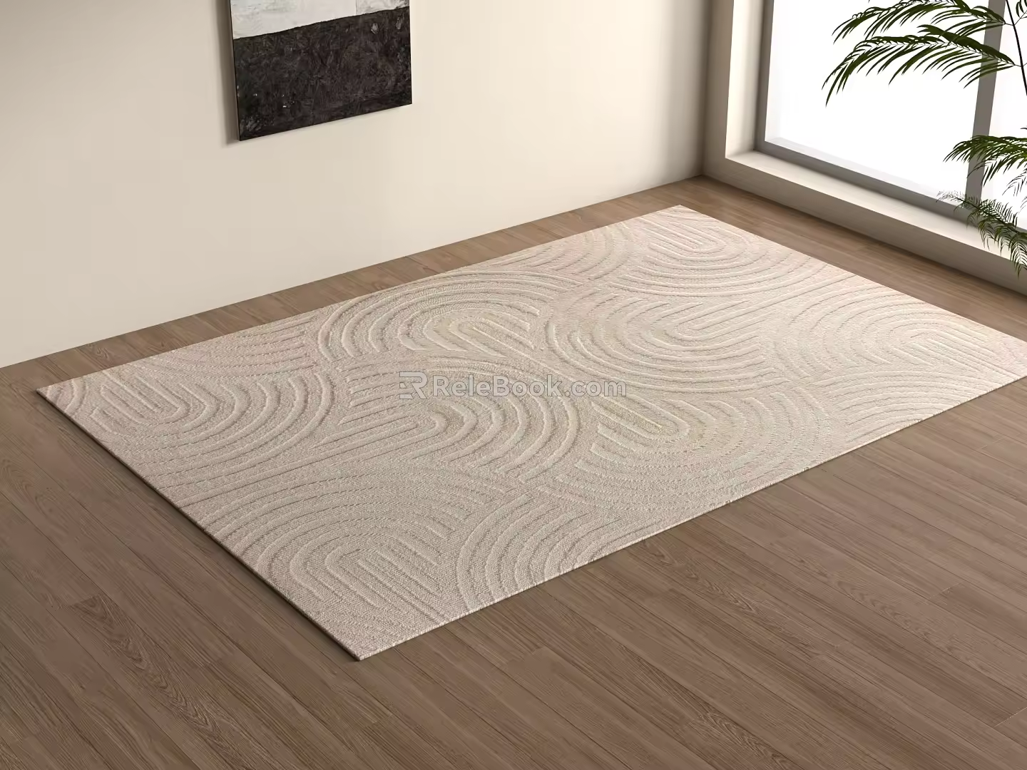 Minimalist Cream Carpet Simple Carpet Blanket Plush Hotel Carpet Children's Carpet 3d model