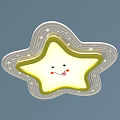 Cute Illuminated Star Shaped Ceiling Light with Smiling Face and Star Decorations 3d model