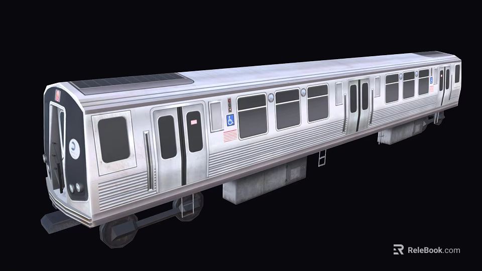 Stylish Modern Silver Subway Train With Multiple Windows And Doors Design 3d model