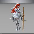 Magical Fantasy Female Character With Red Hair White Dress Golden Staff And White Headdress