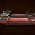 Ship Models Red And Dark Cargo Vessels With Open Holds And Detailed Features