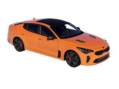 Orange Sports Sedan With Black Roof Black Wheels And Red Brake Calipers 3d model