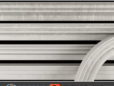 Grey Architectural Decorative Moldings With Parallel Lines And Curved Trim Design 3d model