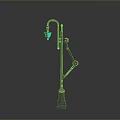 Industrial Style Lighting Combination With Metal Curved Arm Green Lampshade And Gear Decoration