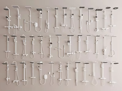 Various Shower Head Styles And Designs For Bathroom Fixture 3d model