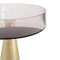 Modern Side Tables With Transparent Glass Tops And Golden Cone Bases