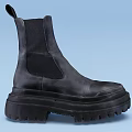 Black Leather Chelsea Boots with Thick Chunky Sole and Traction Design