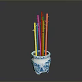 Blue And White Porcelain Pot With Green Bamboo For Home Decoration